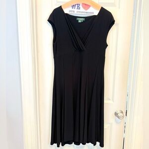 Lauren Ralph Lauren Lil Black Midi Dress Stretchy Classic Size 12